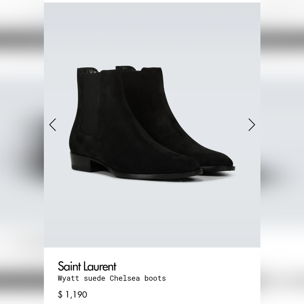 Saint Laurent Men's Black Wyatt Suede Chelsea Ankle Boots